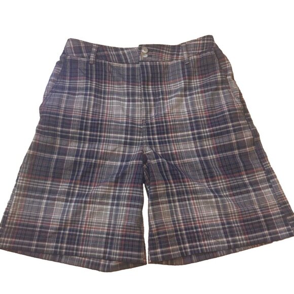 Free People Tan/Orange/Navy Plaid Chino Shorts Women's Size 4 - Picture 1 of 4